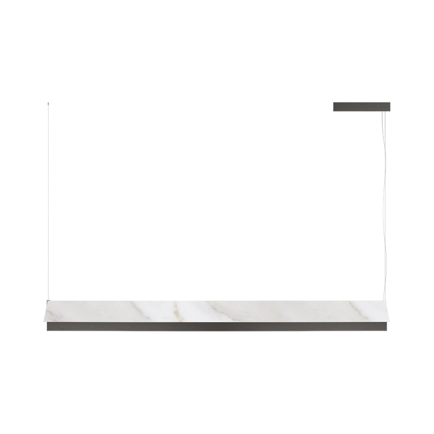 Fly LED Pendant Light in Anthracite/White Calacatta (66.25-Inch).