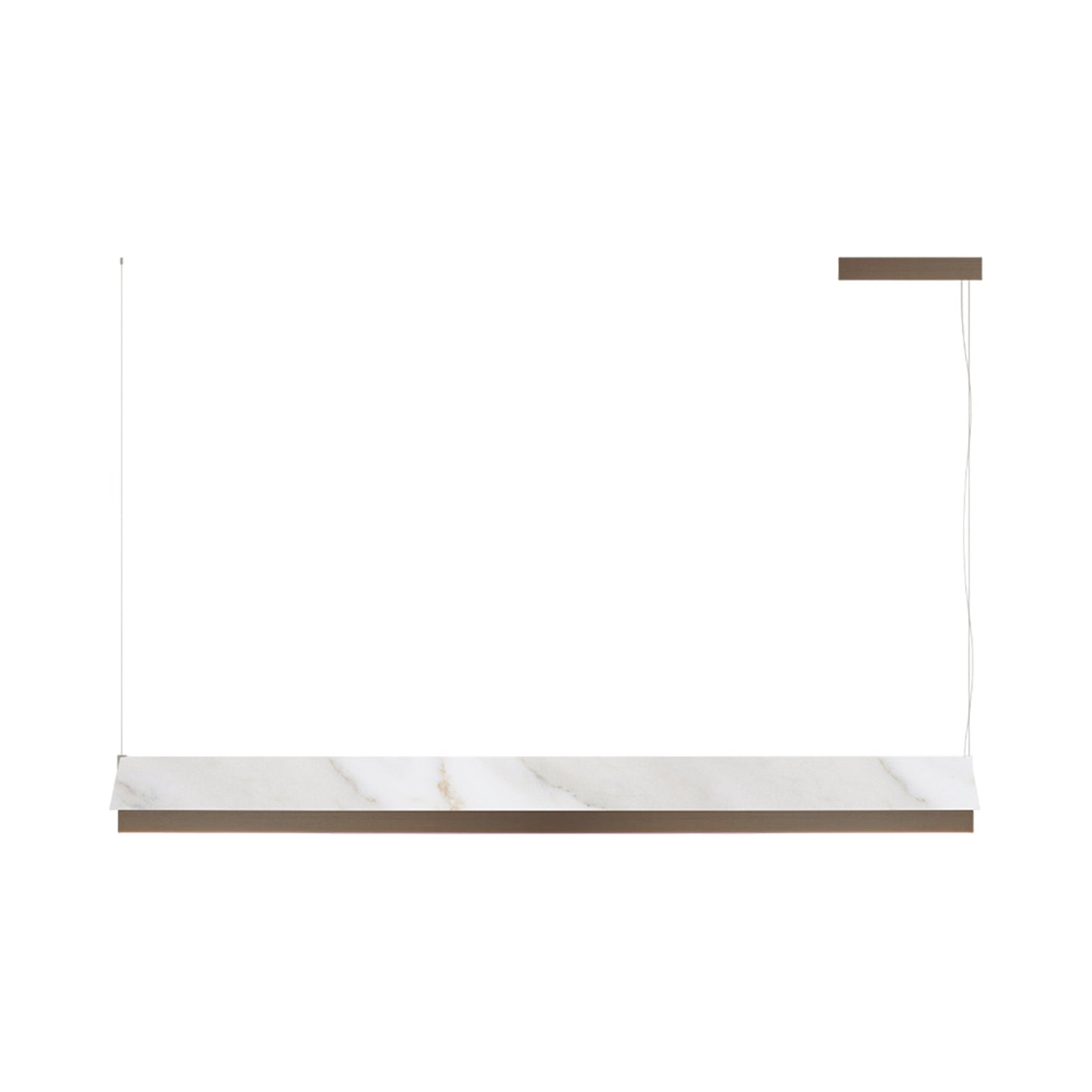 Fly LED Pendant Light in Brushed Bronze Nickel/White Calacatta (66.25-Inch).