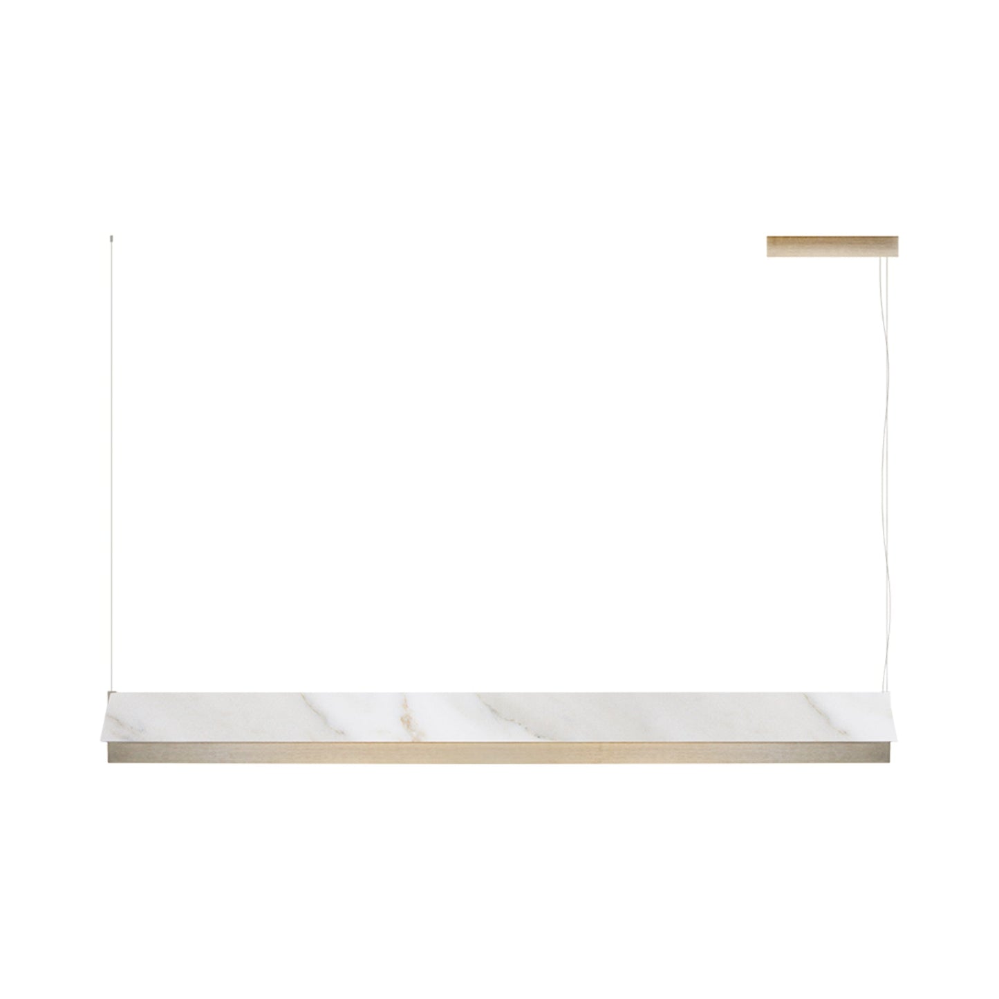 Fly LED Pendant Light in Satin Golden Nickel/White Calacatta (66.25-Inch).