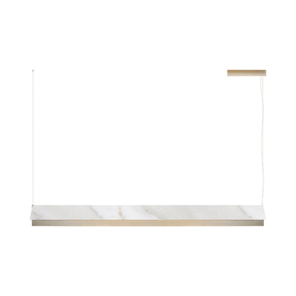 Fly LED Pendant Light in Satin Golden Nickel/White Calacatta (66.25-Inch).