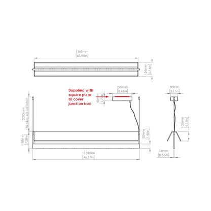 Fly LED Pendant Light - line drawing.