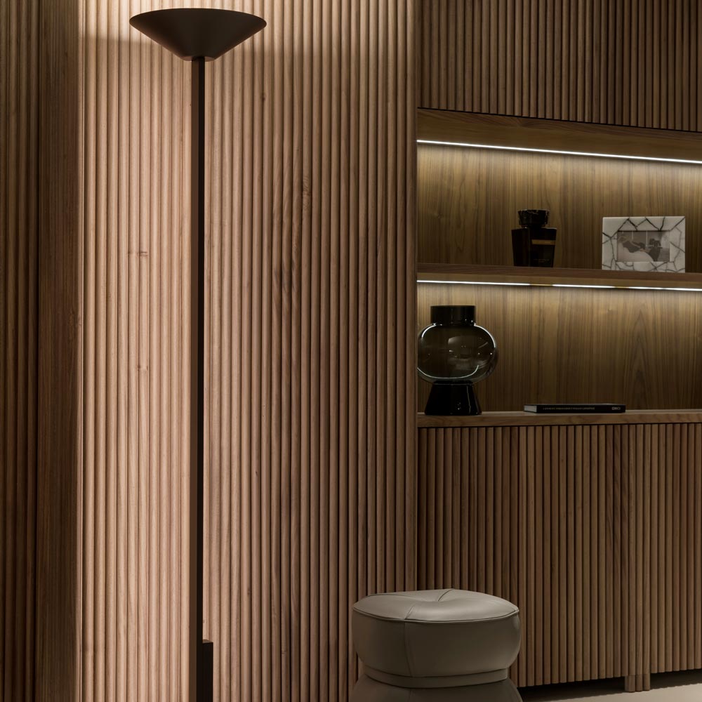 Fly LED Torch Floor Lamp in living room.