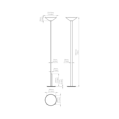Fly LED Torch Floor Lamp - line drawing.