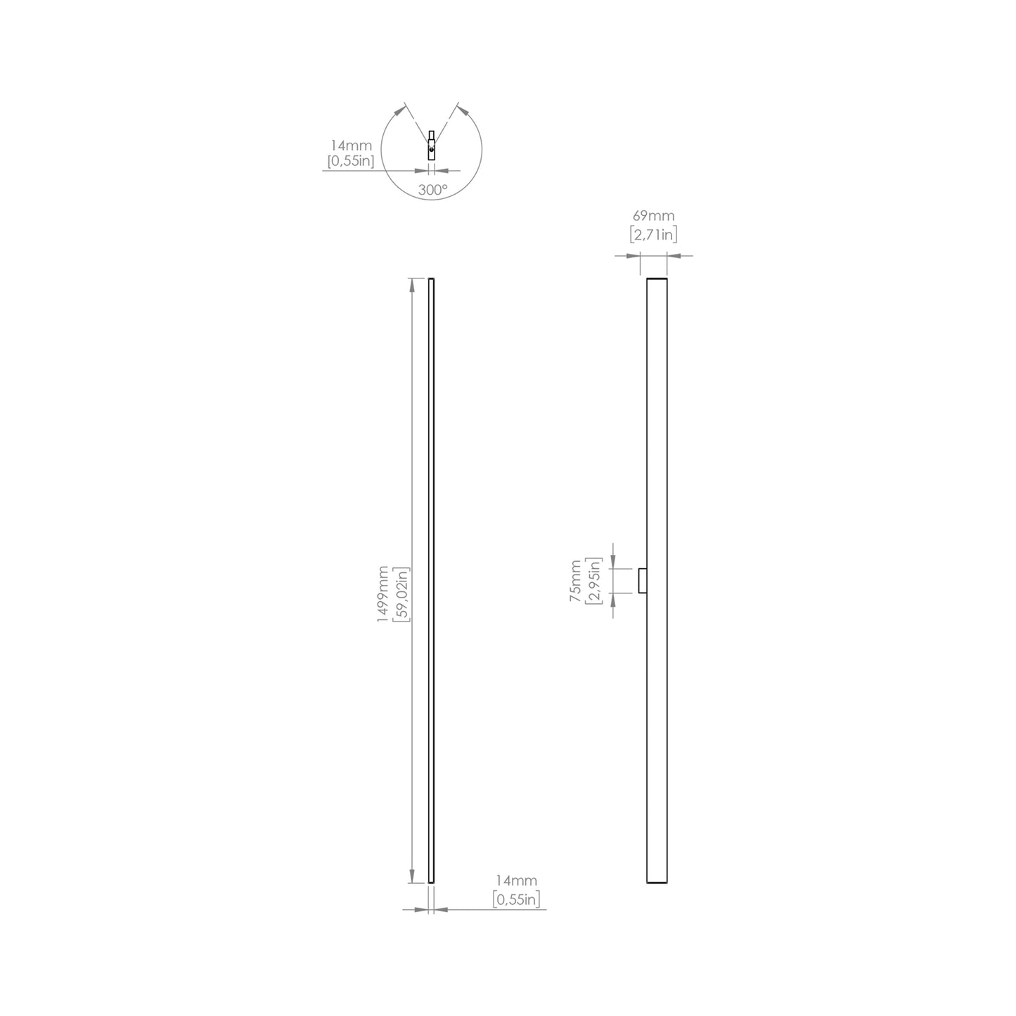 Fly LED Wall Light - line drawing.