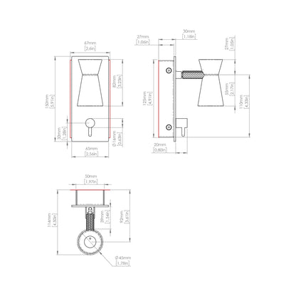 G+T LED Reading Wall Light - line drawing.