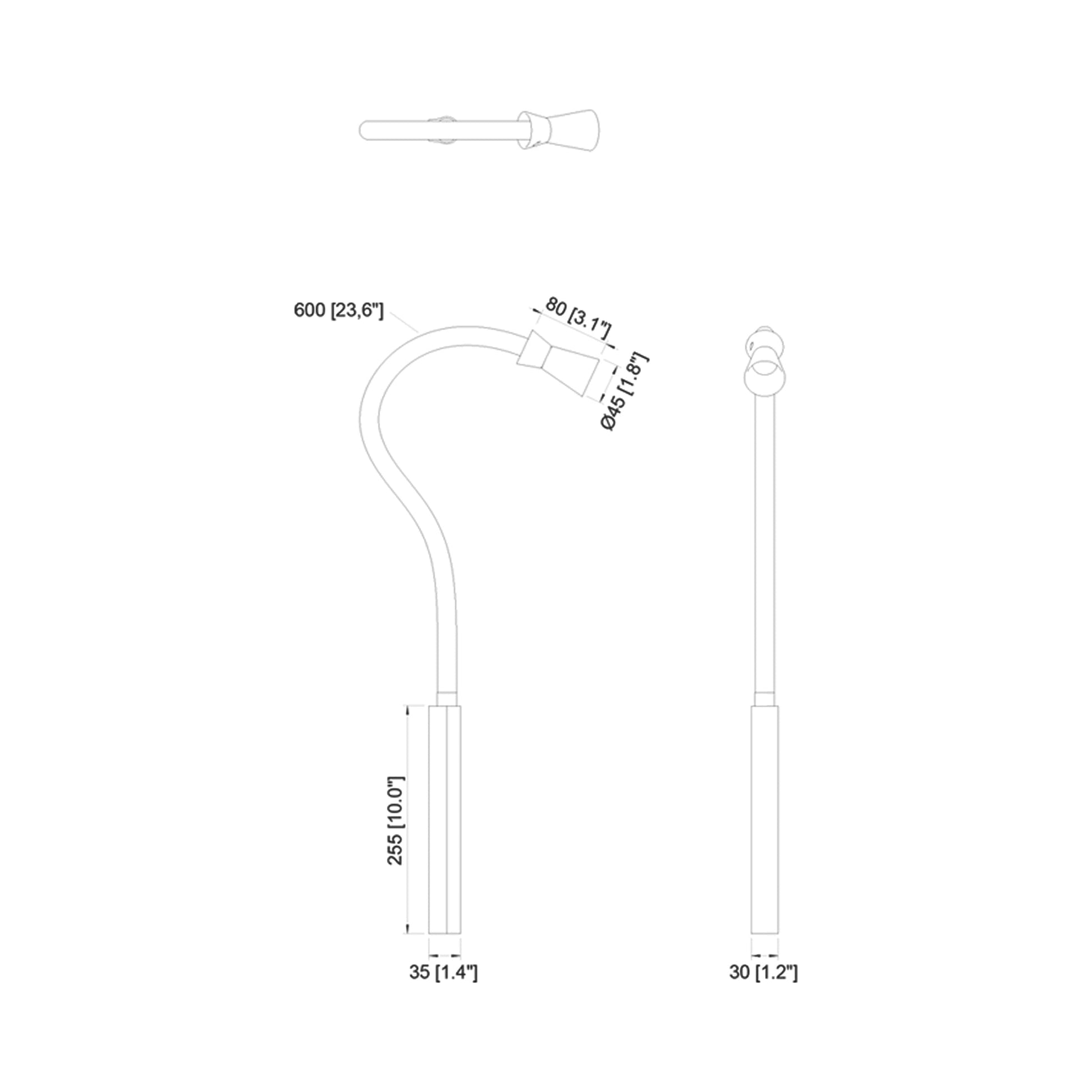 G+T LED Rechargeable Wall Light - line drawing.