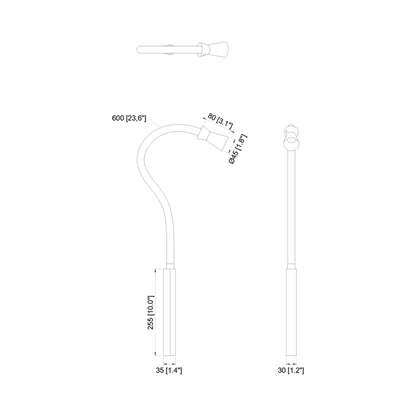 G+T LED Rechargeable Wall Light - line drawing.