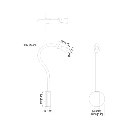 G+T LED Wall Light - line drawing.