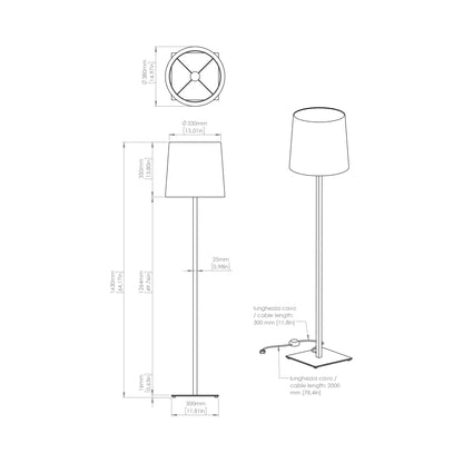 Heritage Floor Lamp - line drawing.
