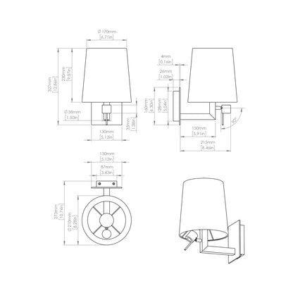 Heritage LED Wall Light - line drawing.
