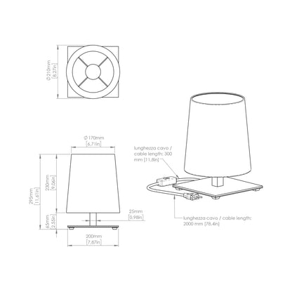 Heritage Table Lamp - line drawing.