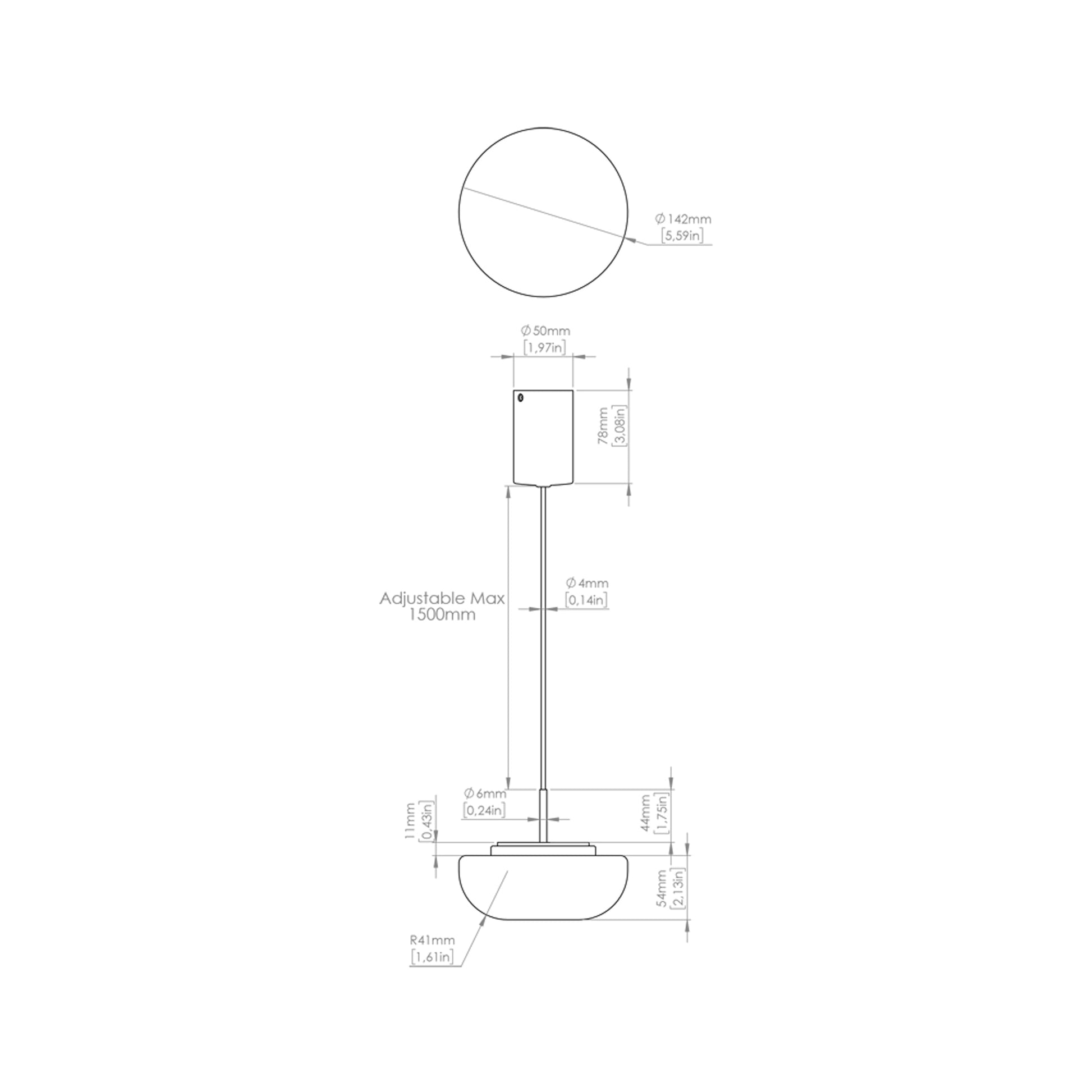 Kiki LED Pendant Light - line drawing.