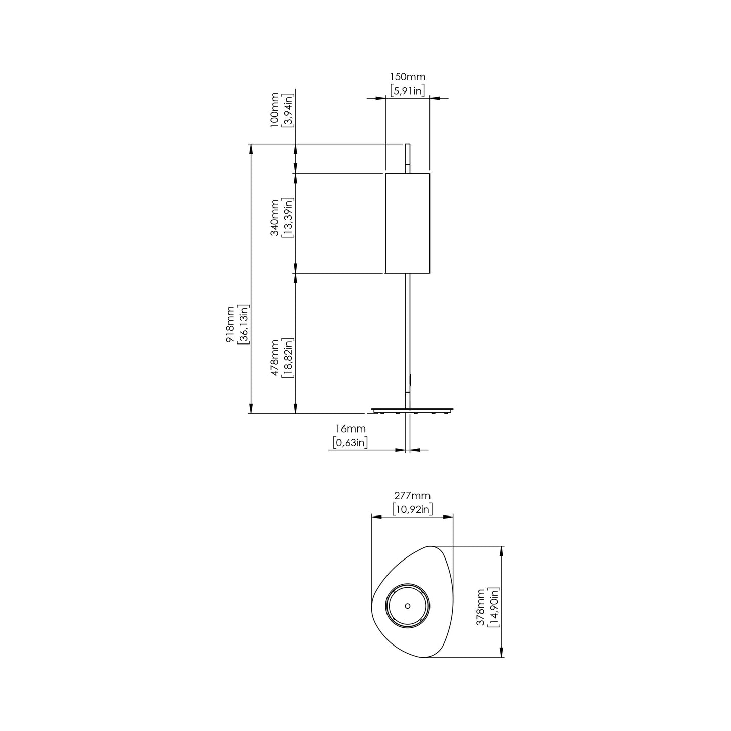 Lagoon Outdoor Floor Lamp - line drawing.