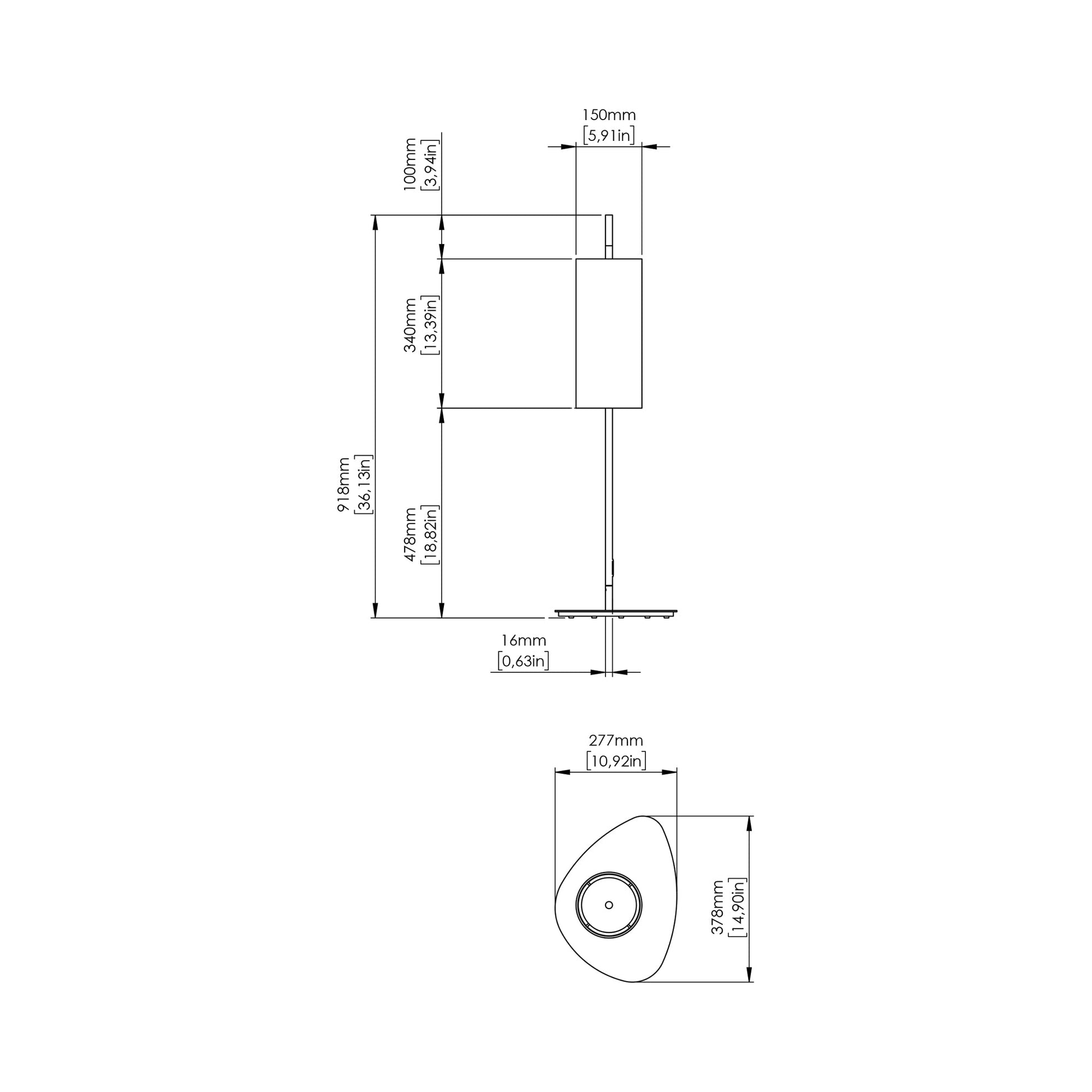 Lagoon Outdoor Floor Lamp - line drawing.