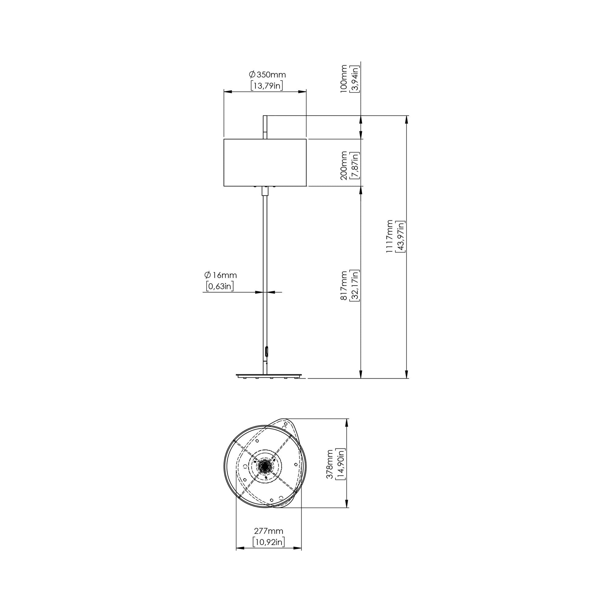 Lagoon Outdoor Floor Lamp - line drawing.