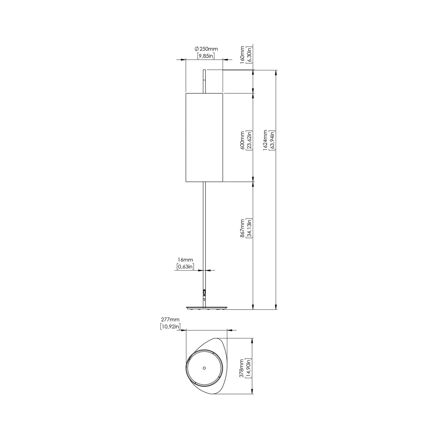 Lagoon Outdoor Floor Lamp - line drawing.