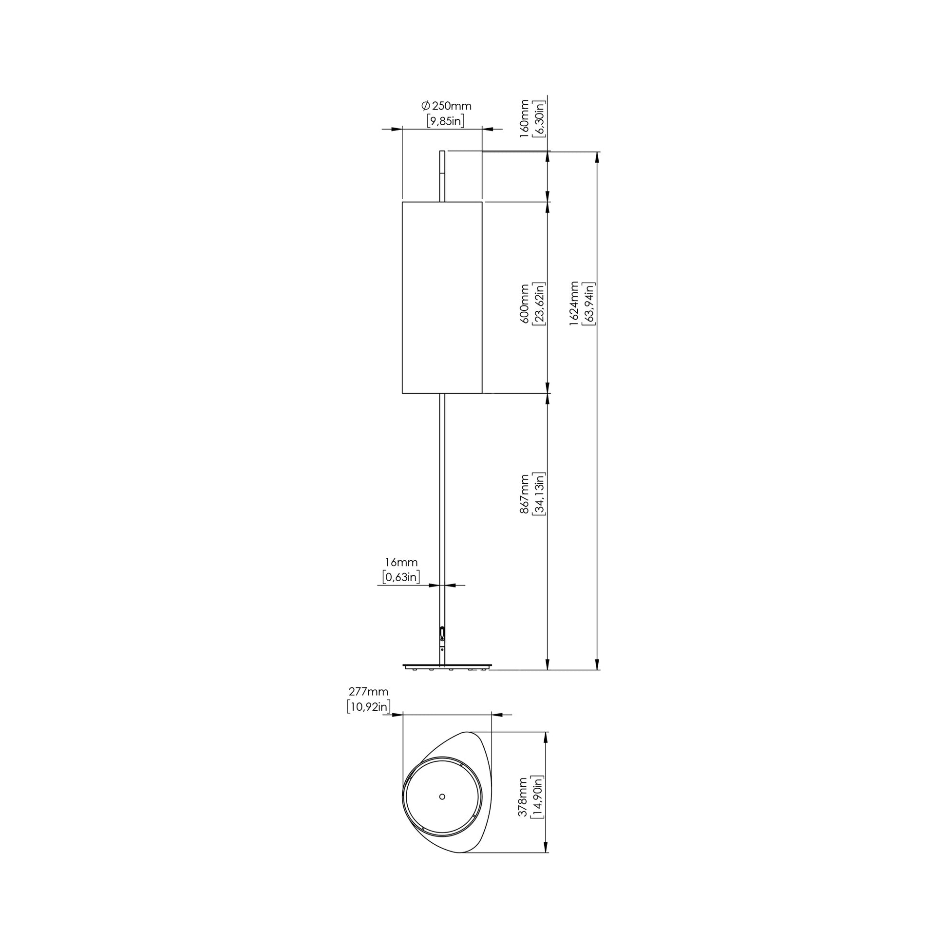 Lagoon Outdoor Floor Lamp - line drawing.