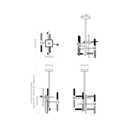 Mikado LED Pendant Light - line drawing.