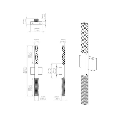 Mikado LED Solo Wall Light - line drawing.