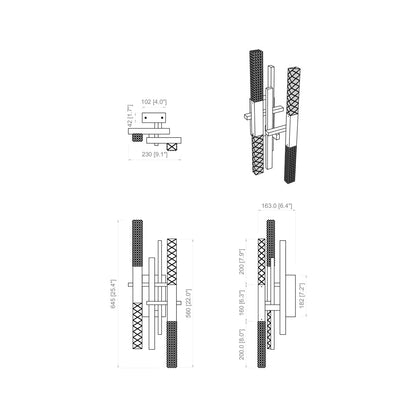 Mikado LED Wall Light - line drawing.