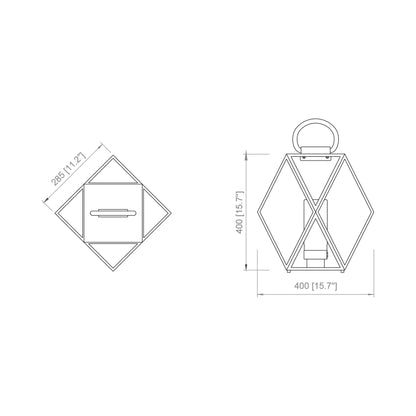 Muse Outdoor Floor Lamp - line drawing.