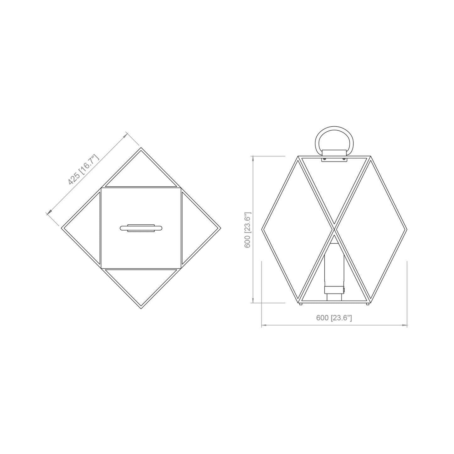 Muse Outdoor Floor Lamp - line drawing.