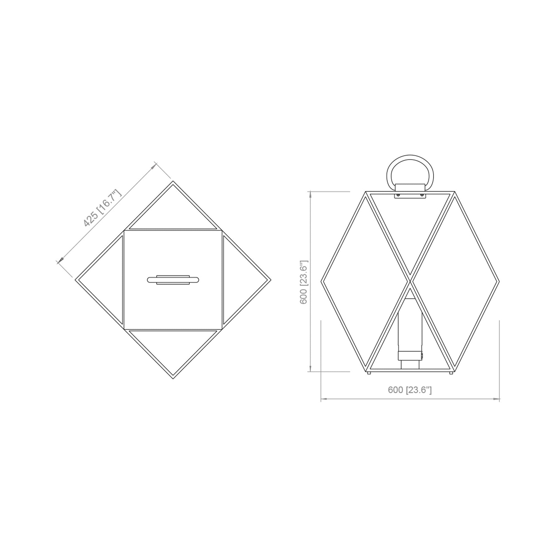 Muse Outdoor Floor Lamp - line drawing.