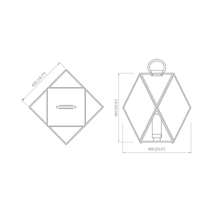 Muse Outdoor Floor Lamp - line drawing.