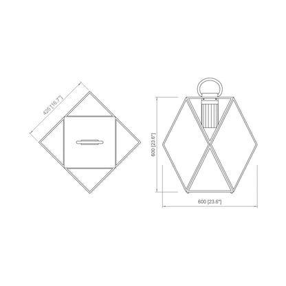 Muse Outdoor LED Rechargeable Floor Lamp - line drawing.