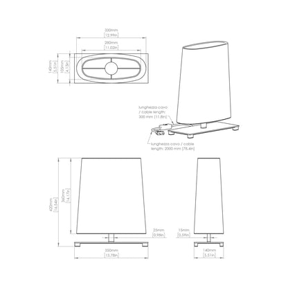 Ovale Table Lamp - line drawing.