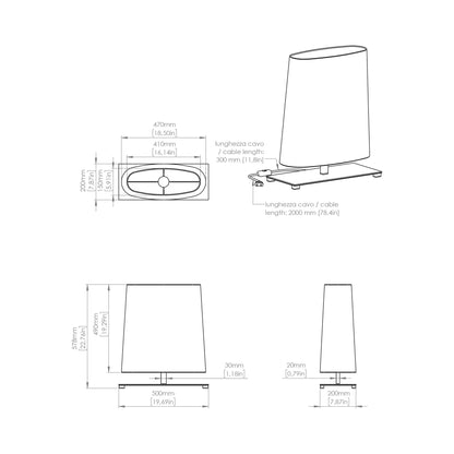Ovale Table Lamp - line drawing.