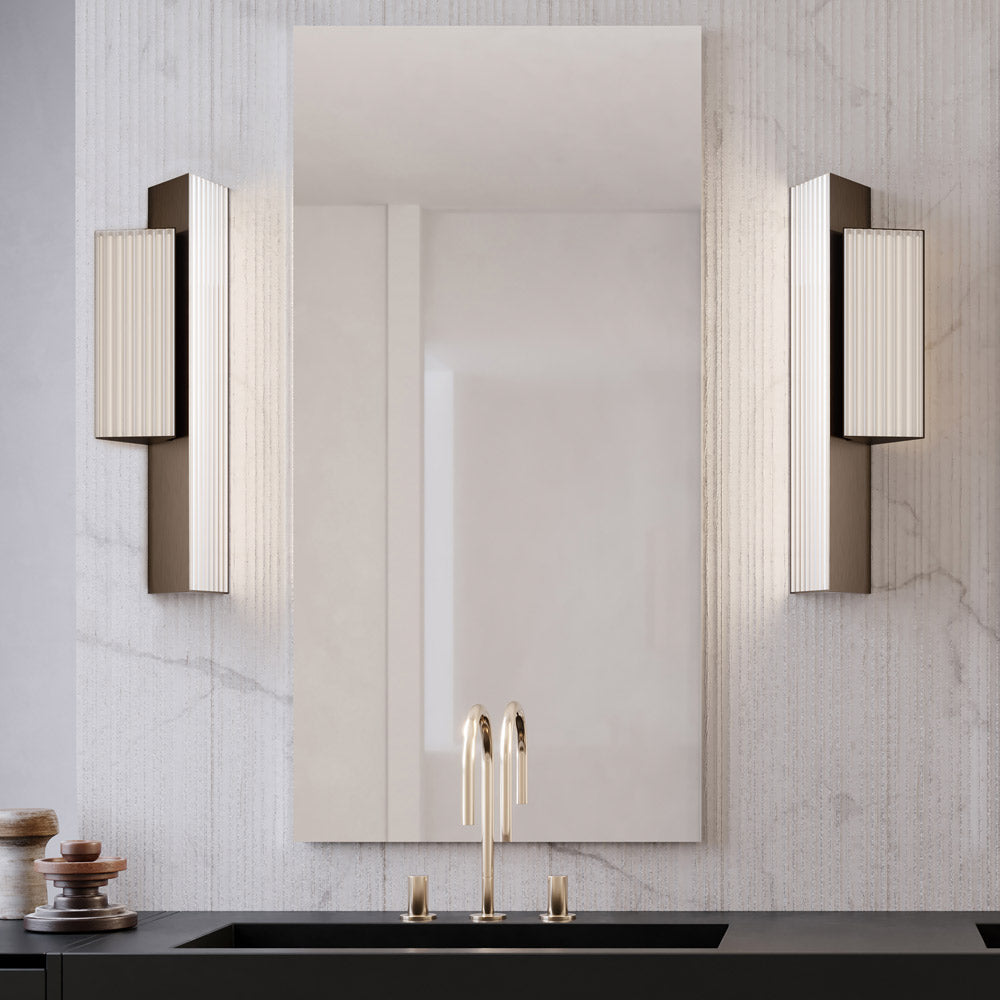 Stick LED Double Wall Light in bathroom.