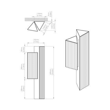 Stick LED Double Wall Light - line drawing.