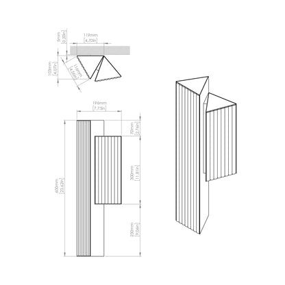 Stick LED Double Wall Light - line drawing.