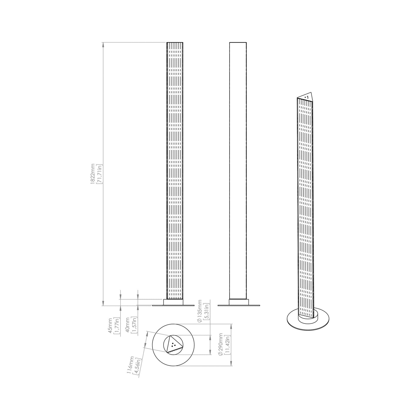 Stick LED Floor Lamp - line drawing.