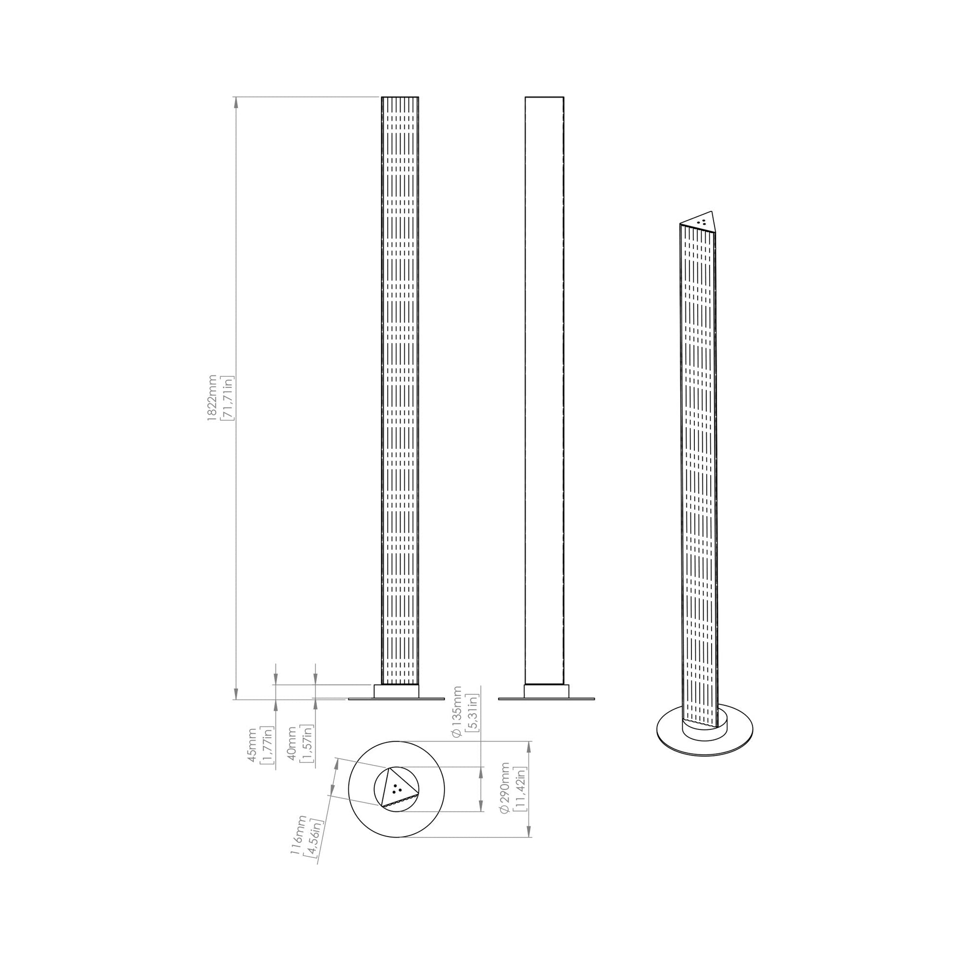 Stick LED Floor Lamp - line drawing.
