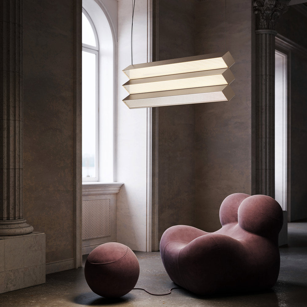 Stick LED Trio Pendant Light in living room.