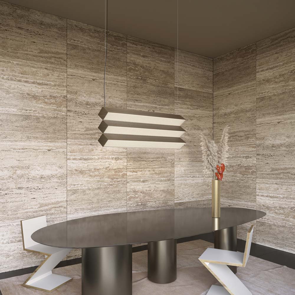 Stick LED Trio Pendant Light in living room.