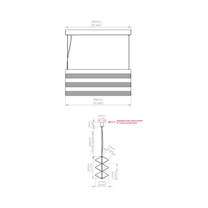 Stick LED Trio Pendant Light - line drawing.