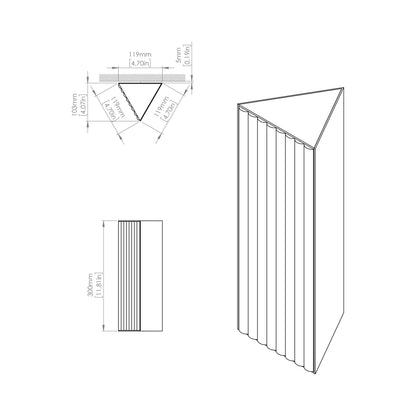 Stick LED Wall Light - line drawing.