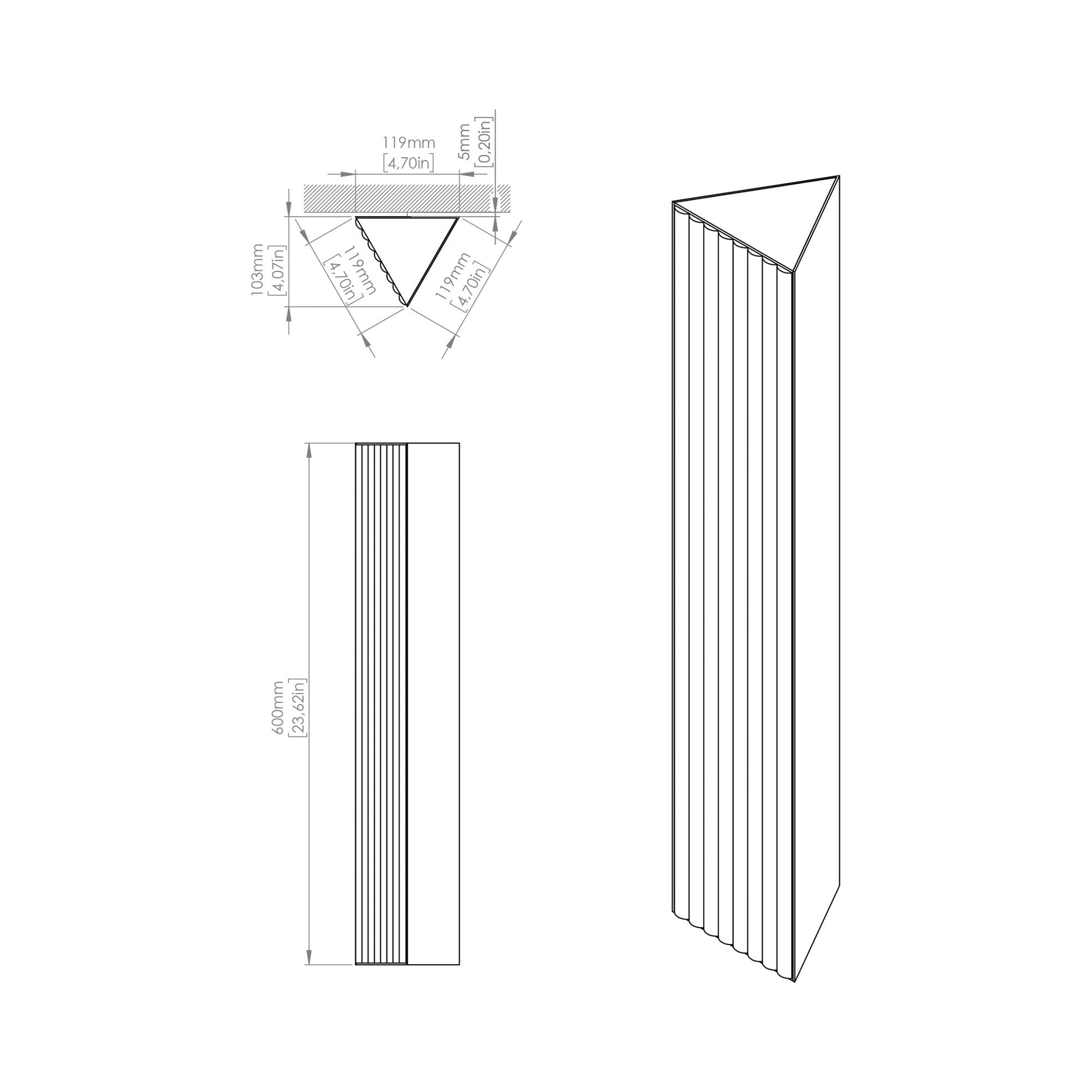 Stick LED Wall Light - line drawing.