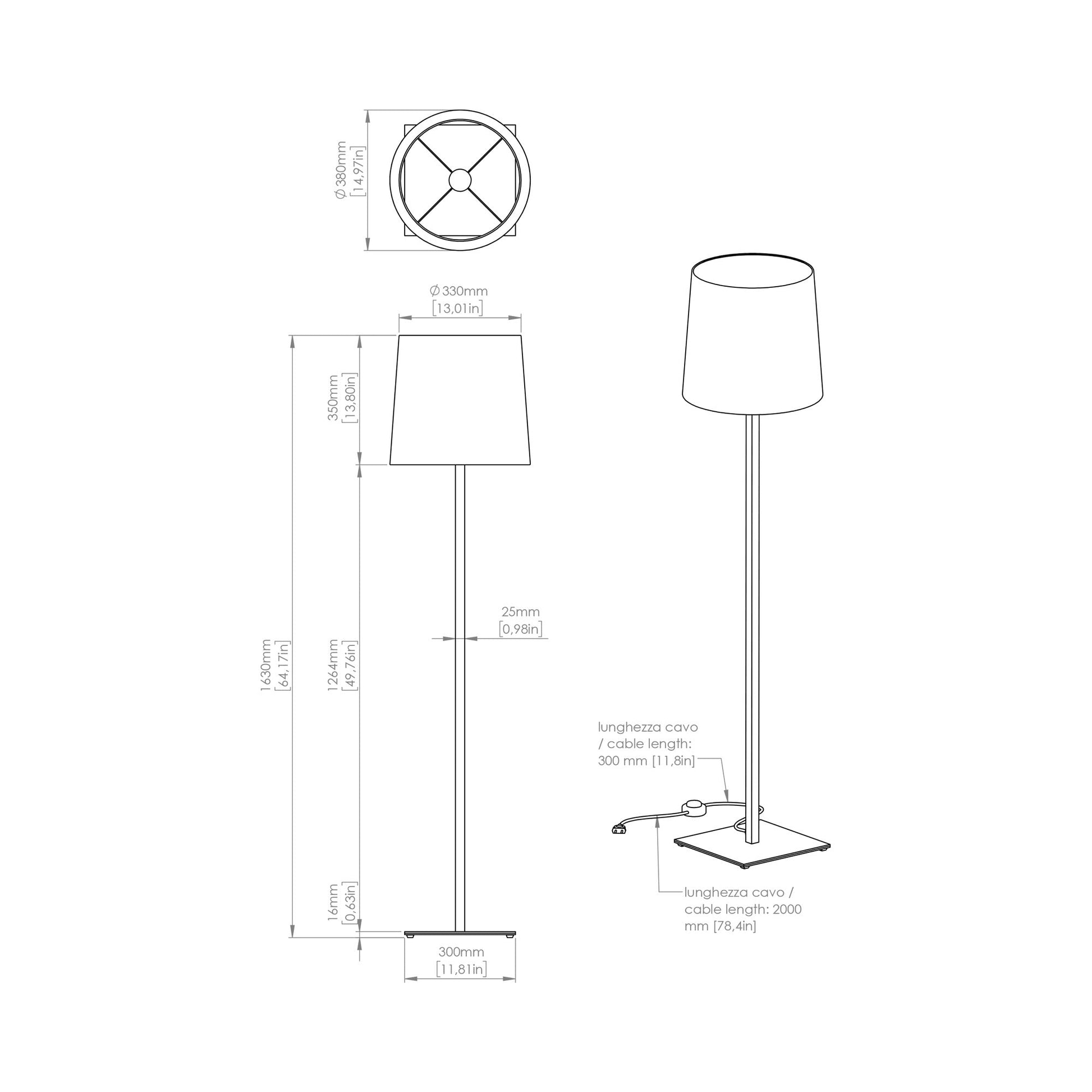 Tonda Floor Lamp - line drawing.