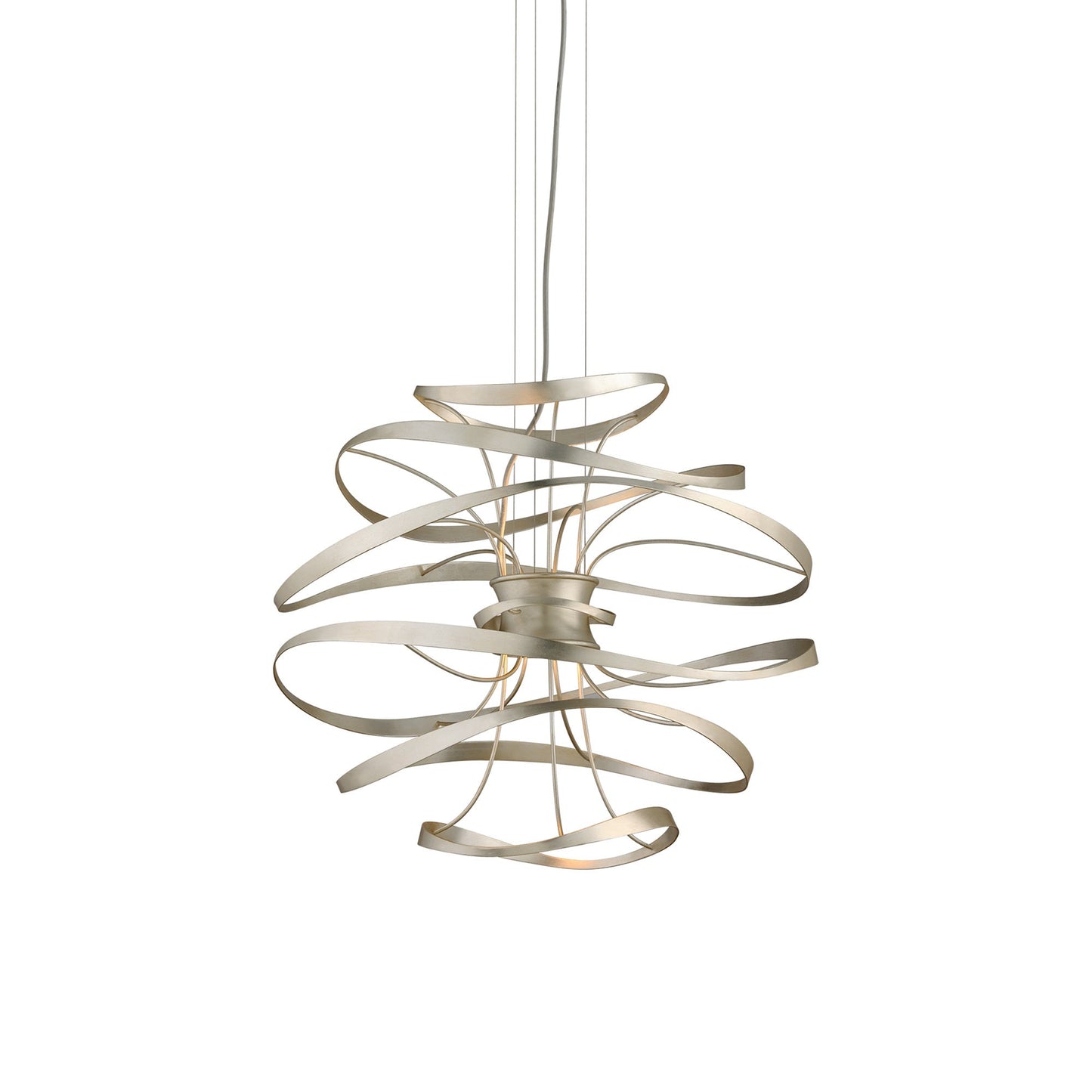 Calligraphy LED Pendant Light in Silver Leaf (Medium).