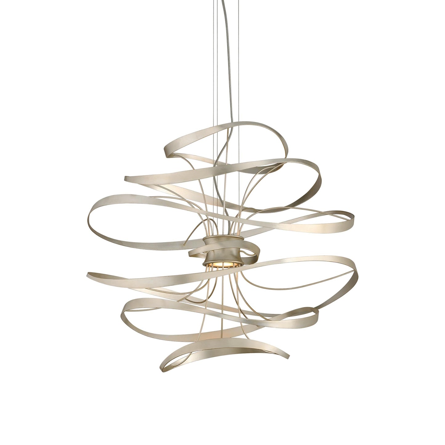 Calligraphy LED Pendant Light in Silver Leaf (Large).