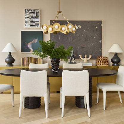 Emerald Chandelier in living room.