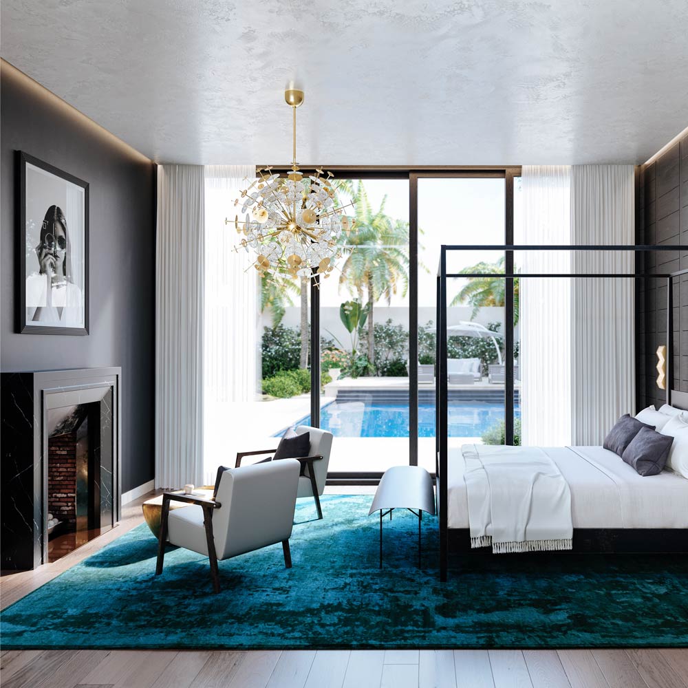 Gleason Chandelier in bedroom.