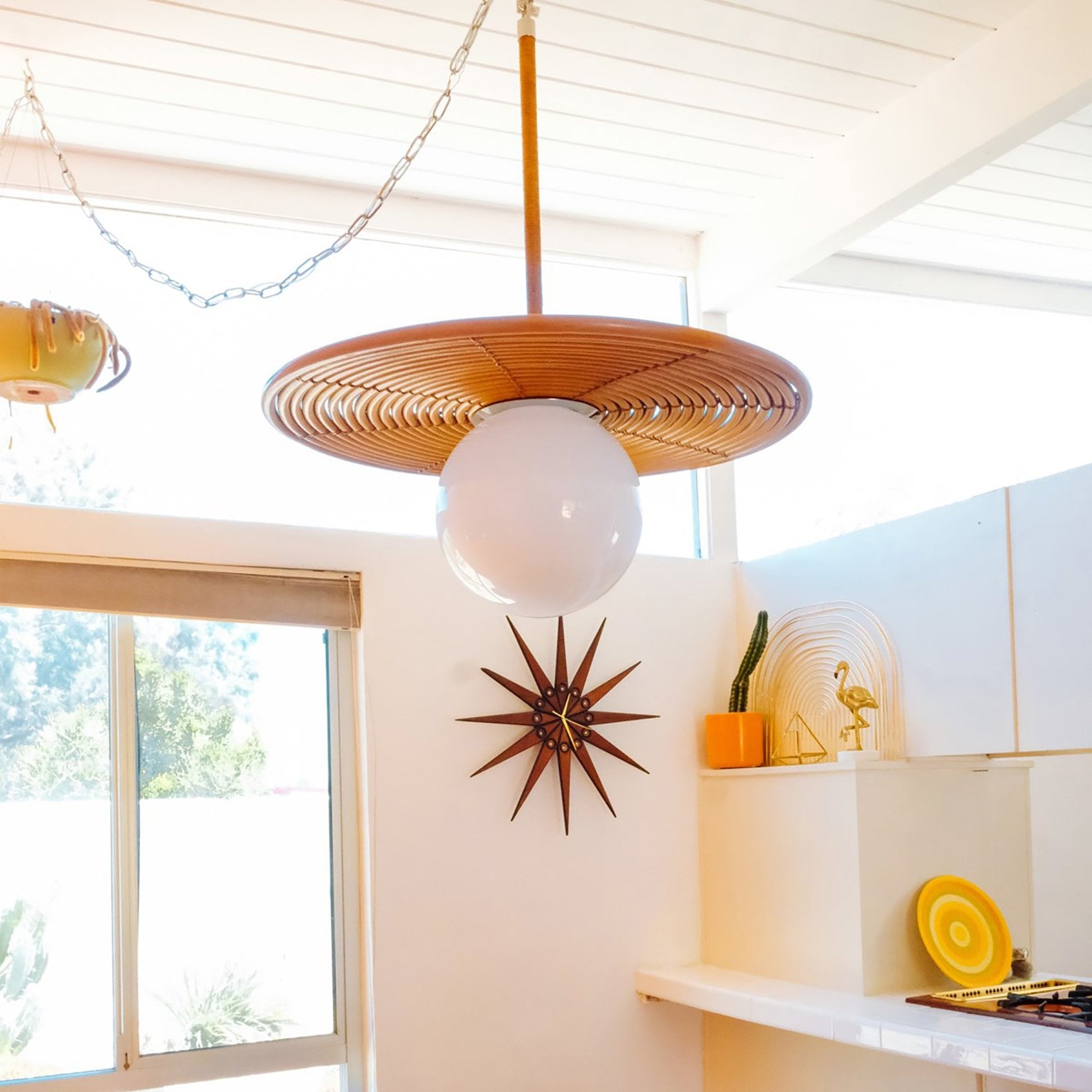 Hula Hoop Pendant Light in living room.