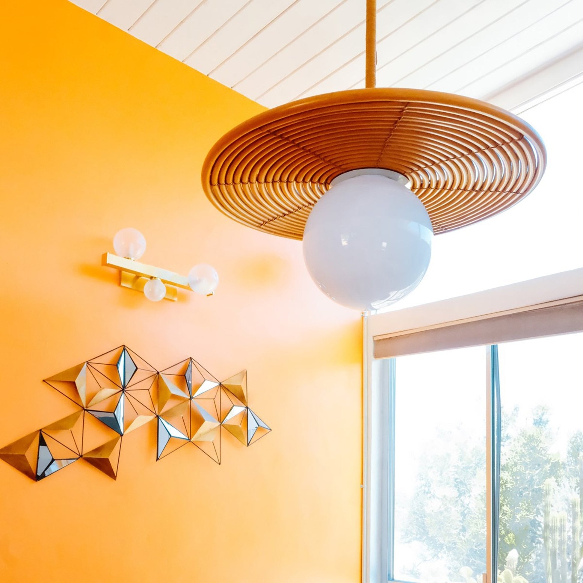 Hula Hoop Pendant Light in living room.