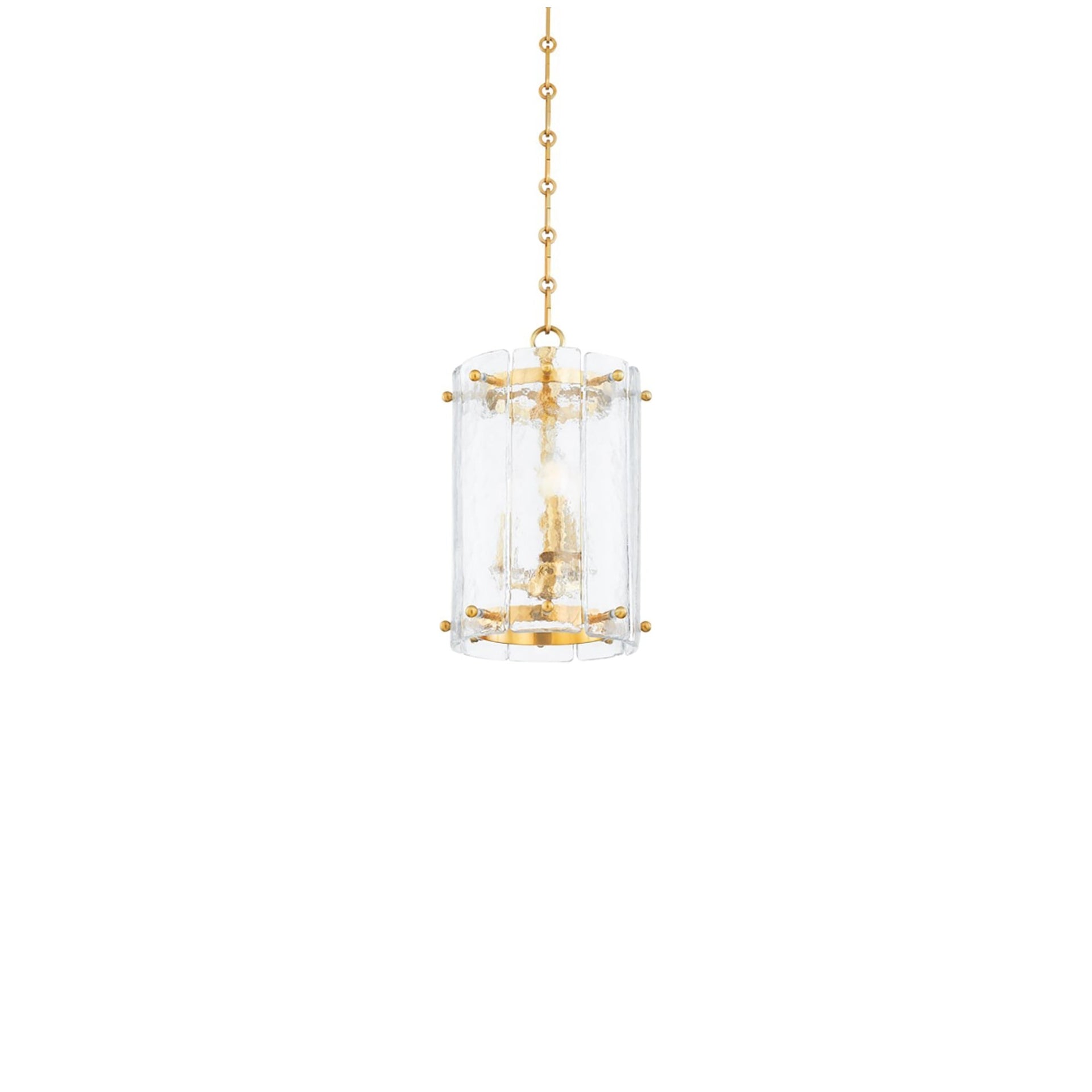 Vintage Polished Brass and Clear Glass 3-Light Pendant Lantern