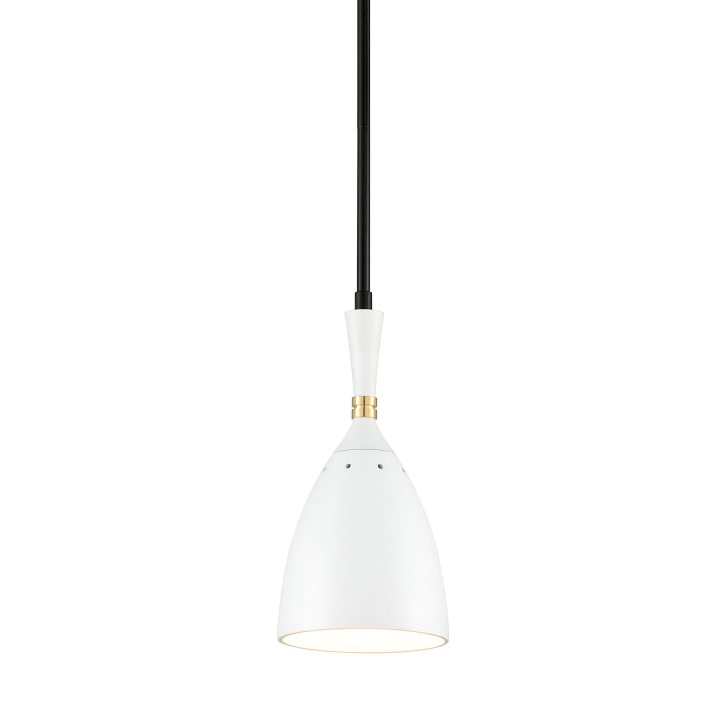 Utopia Mini Pendant Light in Black Brass Off White Shades.
